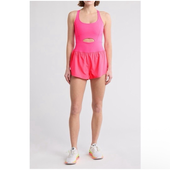 Free People Pants - Free People FP Movement Righteous Runsie Women’s S Romper Pink Run Gym Sport